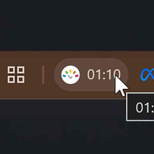 Screenshot of the clock pop-up